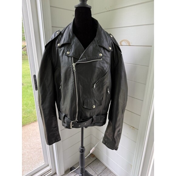 Excelled Other - Vintage Excelled Black Leather Classic Motorcycle Jacket Mens Size 44 Biker Moto
